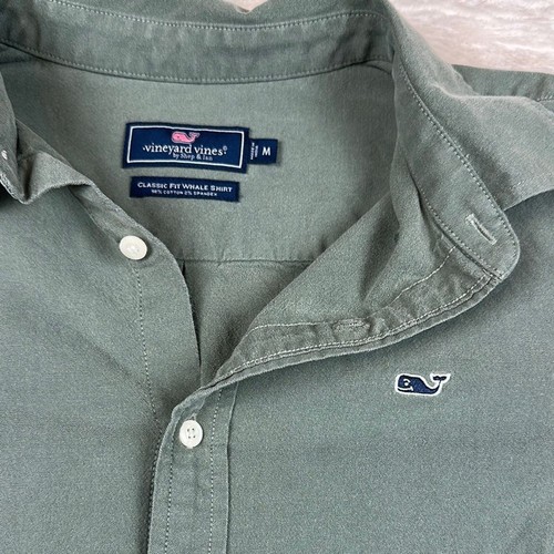 Vineyard Vines M Green Relaxed Fit Casual "Classic Fit Whale Shirt" Long Sleeve - Picture 3 of 9