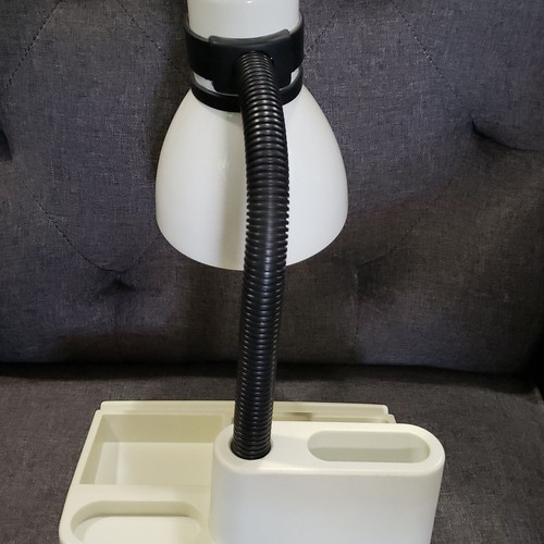 Vintage White Gooseneck Desk Lamp with Memphis Style Organizer - Picture 9 of 9
