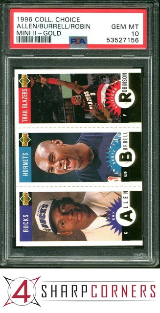 1996 COLLECTOR'S CHOICE MINI II GOLD RAY ALLEN RC-BURRELL-ROBINSON POP 2 PSA 10