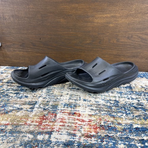  Hoka One One Mens Ora Recovery 3 Black Open Toe Slip On Slide Sandal Size 11 - Picture 6 of 14