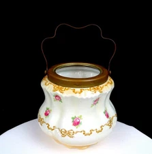 Bridgwood England Porcelain Roses And Bows Antique 5 7/8" Biscuit Jar 1912-1932