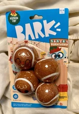 Christmas Bark Box 4 Pk Santa's Workchomp Gingerbread Tennis Balls for XS-M Dogs