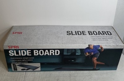 Spri Slide Board w End Stops, Booties, Mesh Bag Lateral Skating Aerobic Open Box
