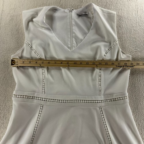 Vestido Sandra Darren línea A para mujer 16 blanco sin mangas cóctel cuello en V cremallera trasera - Imagen 5 de 11