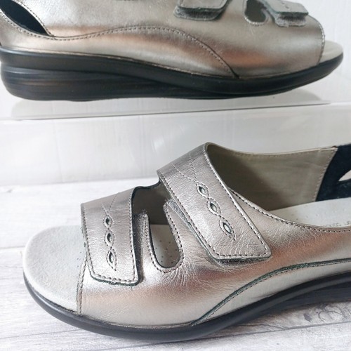 Scarpe sandalo Hotter Comfort Concept misura 6,5 pelle argento punta aperta stappy flat - Foto 6 di 16