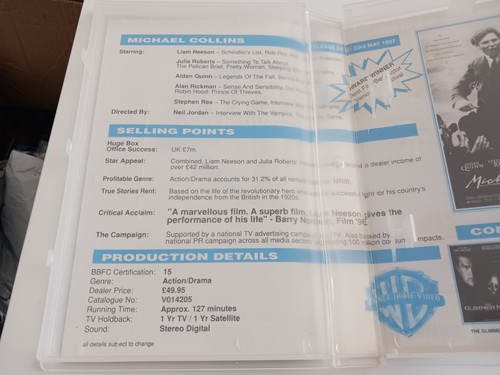 Michael Collins VHS 1997 SAMPLE Promo Dealer Preview Warner Home Video RARE - Picture 10 of 11