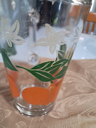 Vintage~ 1960s Mid Century Glass Orange Juice Beverage Pitcher/Carafe~32 Oz~EUC! - Picture 4 of 7