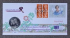 GB 1996 philatelic numismatic FDC- QEII birthday booklet pane / GB 5 Pound coin