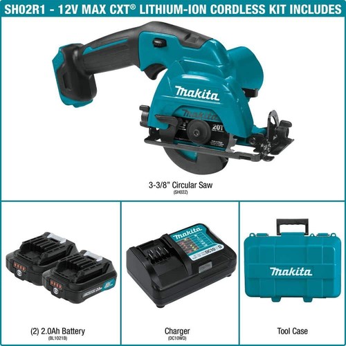 Makita 12 V Max CXT Lithium-Ionen kabellos 3-3/8 Zoll Kreissägen-Set, Koffer (2,0Ah) - Bild 2 von 12