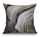 Throw Pillow Case Luxury Marble Black Gray with Yellow Ombre Cotton Linen Tss78