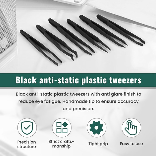 6PCS Precision Tweezer Set Plastic Static Tool Kit Size 1/2/3/5/6/8 each8396 - Afbeelding 5 van 8