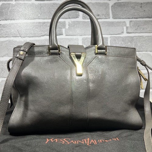 Yves Saint Laurent Cabas Chic vendre Leather 2Way Handbag Gray