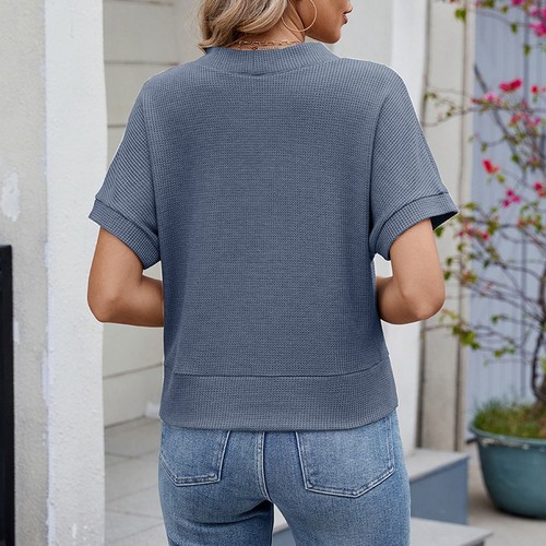 Short-sleeved Cardigan Knitted Cardigan Breathable Fabric Button Closure - Picture 7 of 51