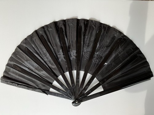 3 Lot Of 3 Vintage Large Handheld Fans Wood Fabric Folding Fan - Picture 12 of 14