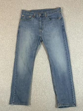 Levis 505 Jeans Mens 34x30 Blue Straight Leg Stretch Denim Medium Wash Classic