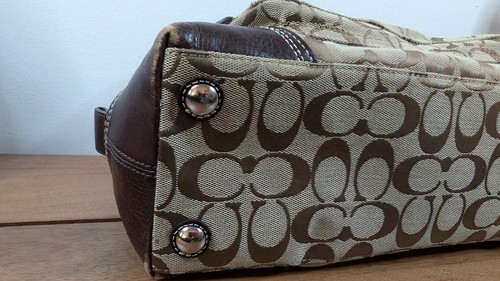 VTG Y2K Coach Hampton F18977 Signature Turnlock Shoulder Handbag Tan Canvas - Picture 6 of 11