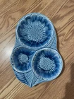 Vintage McCoy Beautiful Blue Flowers Serving  Tray Dish Made In Cali USA