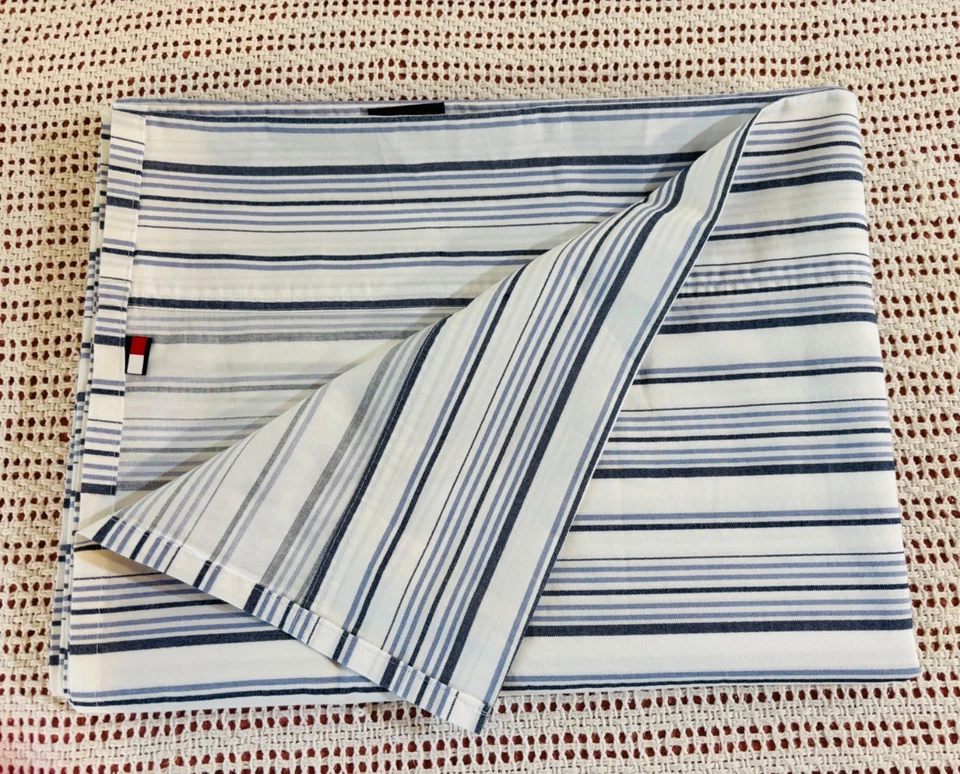 Tommy Hilfiger Azul Blanco/Multi Rayas Estampado Doble Sábana Plana Mezcla Algodón Foto 2 de 4