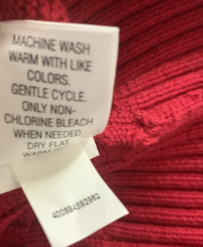 Suéter para mujer Croft & Barrow rojo tejido con cable 100 % algodón vintage años 90’s M - Imagen 6 de 6