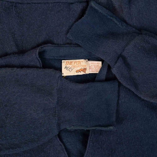 Vintage 70er Strickjacke M Acryl Made in USA Herren Mitternachtsblau Knopf - Bild 5 von 7