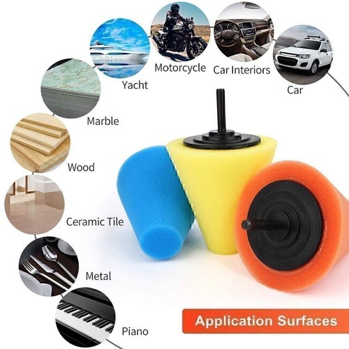 Taladro de espuma cono de pulido almohadillas de bola cubo de coche encerado pulidora de rueda pulidora 4" 3P - Imagen 7 de 9