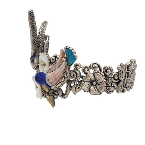 Barbara Bixby Bracelet Hummingbirds Sterling 18K Gold Cuff Bracelet Turquoise 7" - Picture 12 of 23