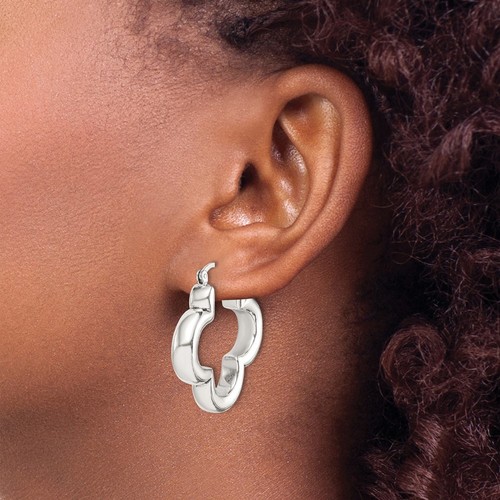 Sterling Silver Polished Clover Hoop Earrings 3.96gm L-30.3 mm, W-30.3 mm - Picture 3 of 3