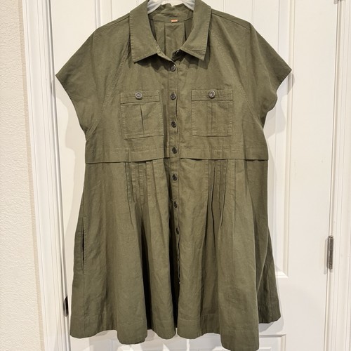 Free People Ronnie Popeline Minikleid Größe L Grün Farbe Garten Schlange