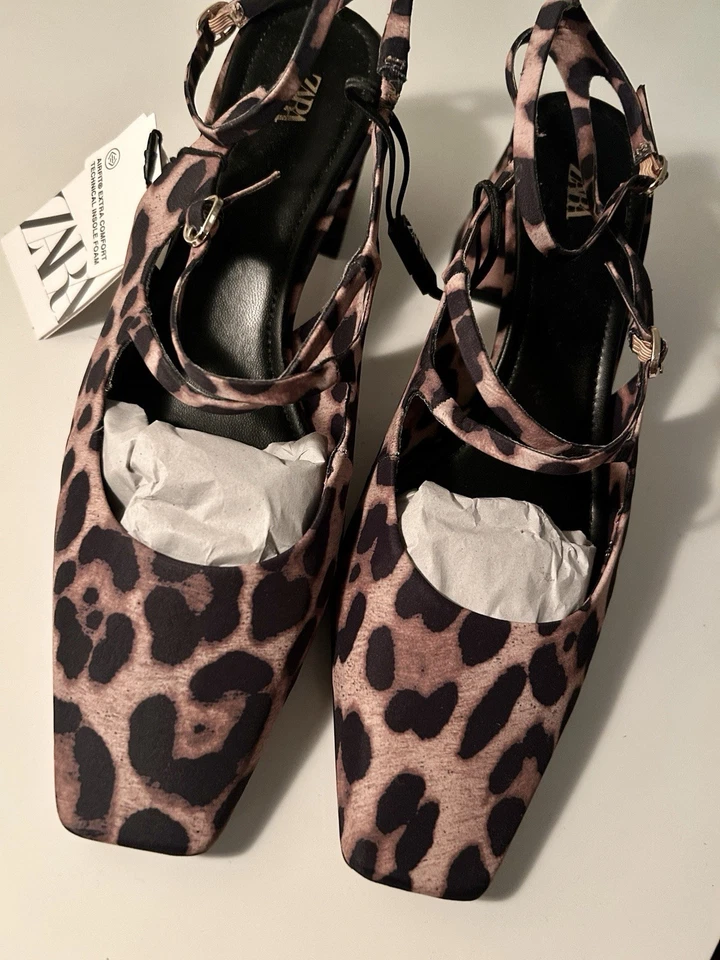 BNWT ZARA Leopard Animal Print Slingback Shoes Size 6/39 - Image 4 of 4