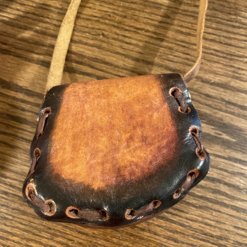 Vtg Mexico MINI TOOLED LEATHER PURSE HAND STAMPED PAINTED Kids Purse Crossbody - Picture 7 of 8