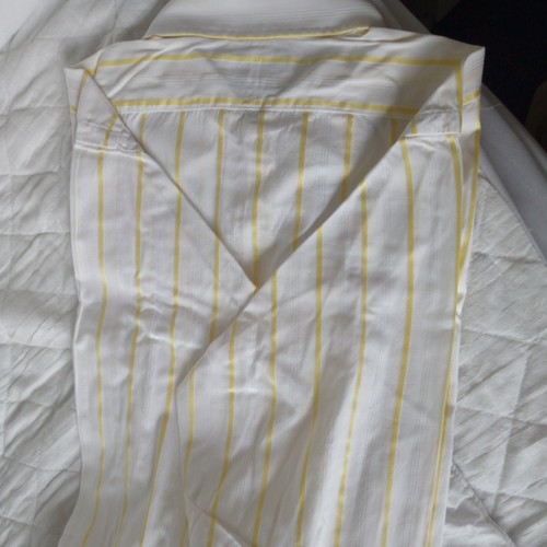 16" VINTAGE HILDITCH & KEY SHIRT WHITE/YELLOW Sateen STRIPE double cuff JermynSt - Picture 22 of 24