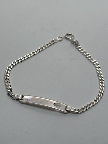 4.2g 7” STERLING SILVER WOMENS ID HEART BRACELET STAMPED 925 FINE JEWELRY LINK - Picture 1 of 3