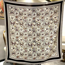 70 Cashmere 30 Silk Double Face Scarf Shawl 135X135cm flower bed Print Wrap