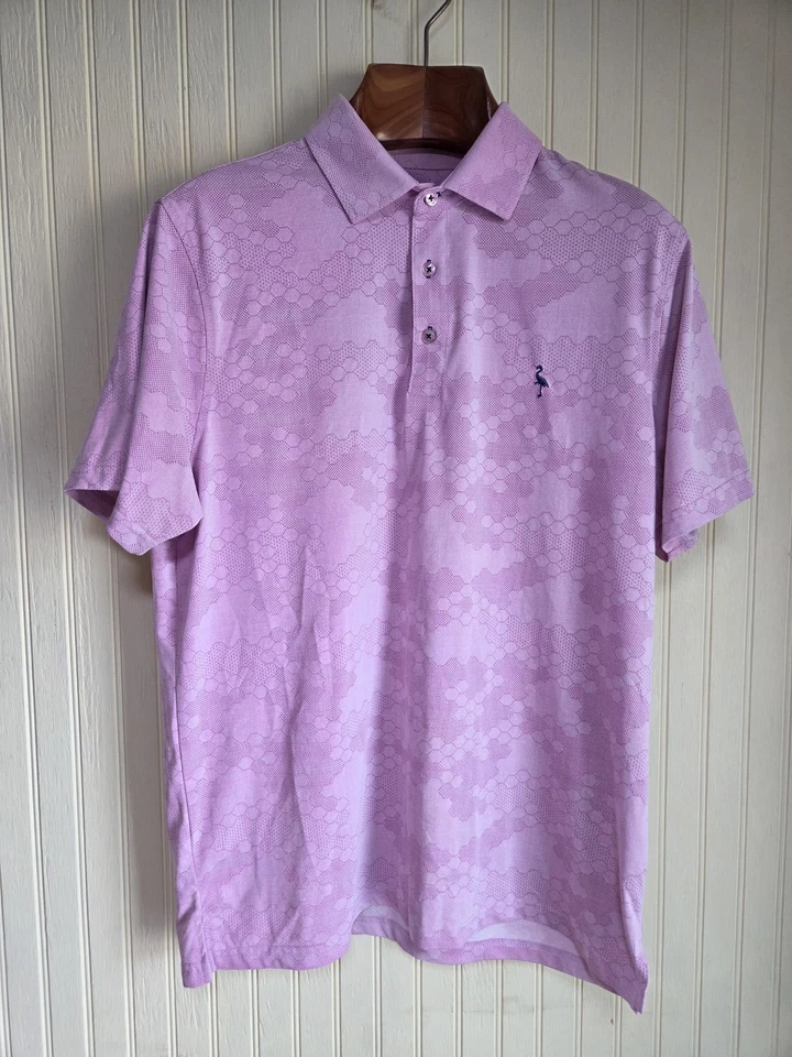 Camisa polo masculina TailorByrd grande roxa hexagonal camuflagem golfe desempenho umidade - Imagem 2 de 4