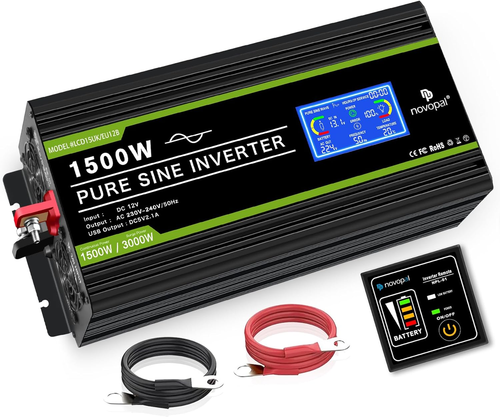 1500W Inverter Onda Sinusoidale Pura DC 12V in AC 220V Con Display LCD Intellige - Foto 8 di 12