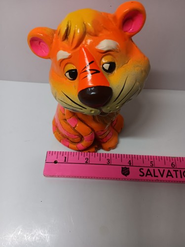 MCM Tiger Bank 6.5" tall Whimsical Pink & Orange Stripes~ Japan~ EUC! - Picture 8 of 11