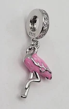 925 Sterling Silver Elegant Flamingo Pendant Charm For Bracelet Or Necklace