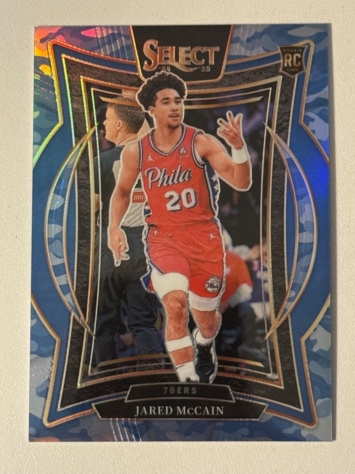 2024-25 Panini Select Jared Mccain #82 Concourse Camo Blue Rookie RC 76ers /99