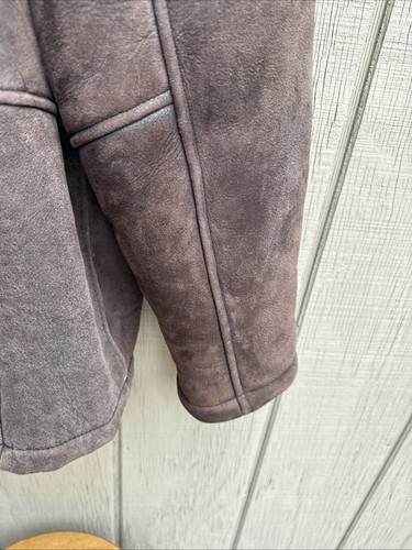 Giacca da fienile resistente alle intemperie uomo taglia M marrone micro camoscio foderato lana cappotto lavoro Y2K - Foto 11 di 20