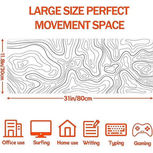 Topographic White/Black Gaming Mouse Pad With Perfect Big, Long J Glide G6Y4 - Picture 4 of 13