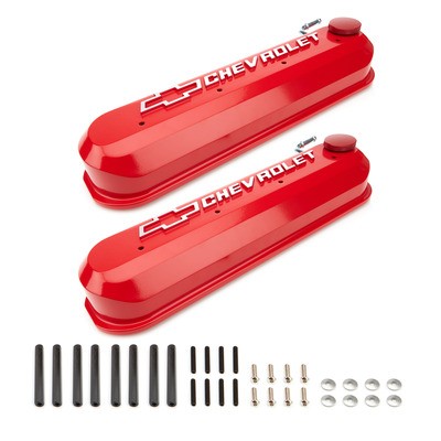 Proform 141-267, Two Slant Fits Edge Valve Covers Tall Red Aluminum Performance - Picture 2 of 10