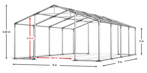8x8 Große Industriezelthalle Moskitonetz Weidezelt Zelthalle grau PVC W - Bild 2 von 2