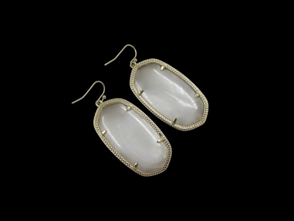Kendra Scott Danielle Rhodium Plated Statement Earrings Mother of Pearl - Image 4 of 4