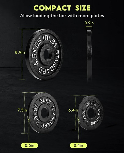 Cast Iron 2-Inch Olympic Weight Plates Set for Strength Training, Barbell Fre... - Picture 3 of 7