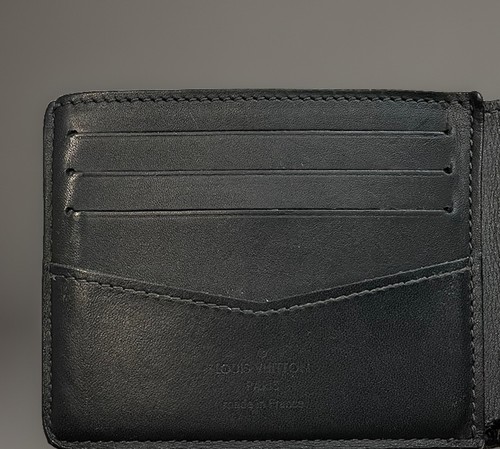 Louis Vuitton Slender LV Damier Cobalt Canvas Black Leather Bifold Men’s Wallet - Picture 8 of 16