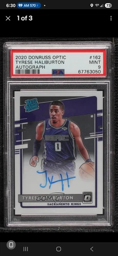 2020-21 Panini Donruss Optic Rated Rookie Auto Tyrese Haliburton PSA 9 MINT RC