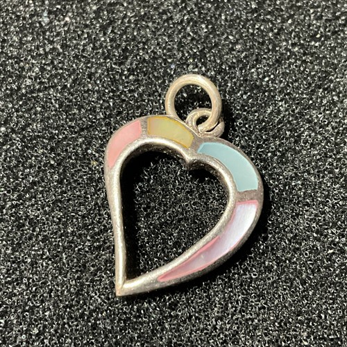 Vintage Sterling Silver Mother of pearl HEART CHARM / Pendant FREE SH - Picture 1 of 3
