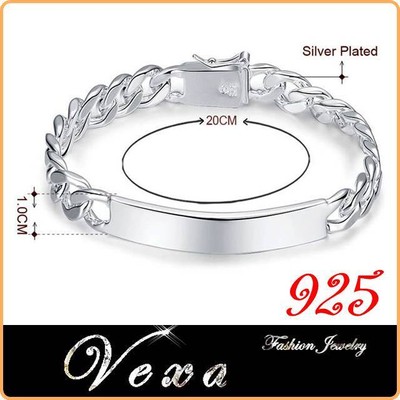 Nuevo Para Hombres Pulsera de plata esterlina 925 Super Grueso Cadena de enlace sólido 8mm BS31 Reino Unido