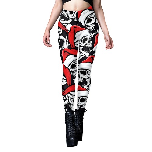Cosplay Halloween Christmas Thanksgiving Leggings Women Elastic Skull Yoga Pants - Picture 43 of 43