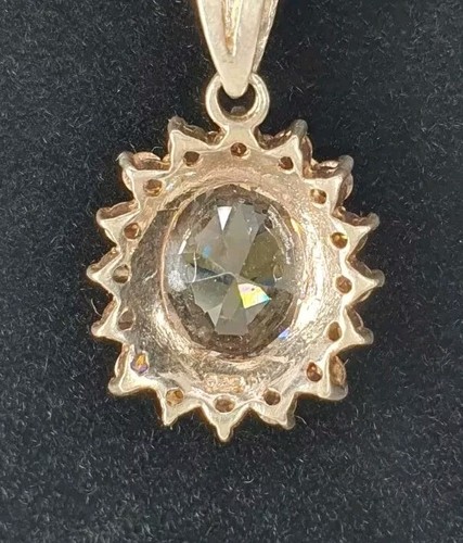 Impresionante colgante de plata de ley 925 con halo ovalado grande regalo regalo regalo - Imagen 7 de 9